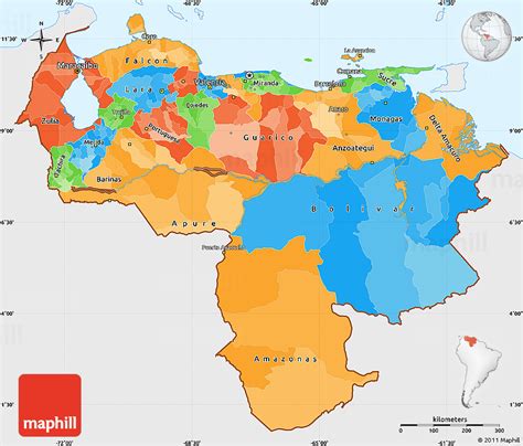 Political Simple Map Of Venezuela Single Color Outside