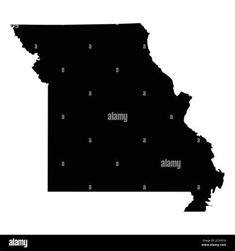 Missouri Mo State Maps Black Silhouette Solid Map Isolated On A White