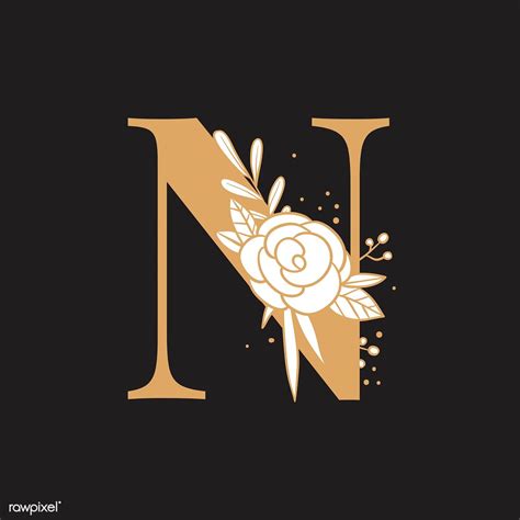 Botanical Capital Letter N Vector Free Image By Tvzsu