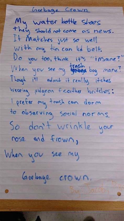 One Of My Sixth Grade Students Wrote This Student Writing Kids