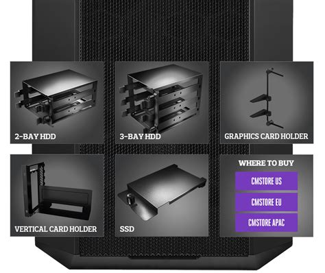 The case features two 5.25 drive bays, four 3.5/3.5 combo drive bays, and two 2.5 ssd drive bays. Cooler Master: MasterCase MC500P