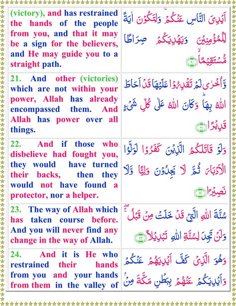 Read Surah Al Fath With English Translation Quran O Sunnat