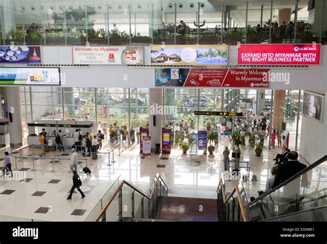 Passengers At Arrivals Terminal Interior Yangon International Airport