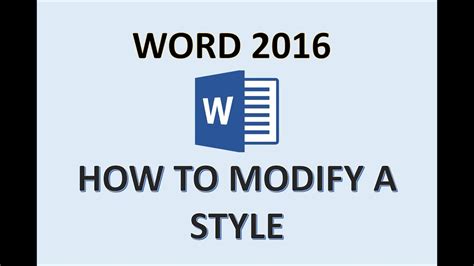 Word 2016 Styles How To Modify And Format A Style Modifying Text