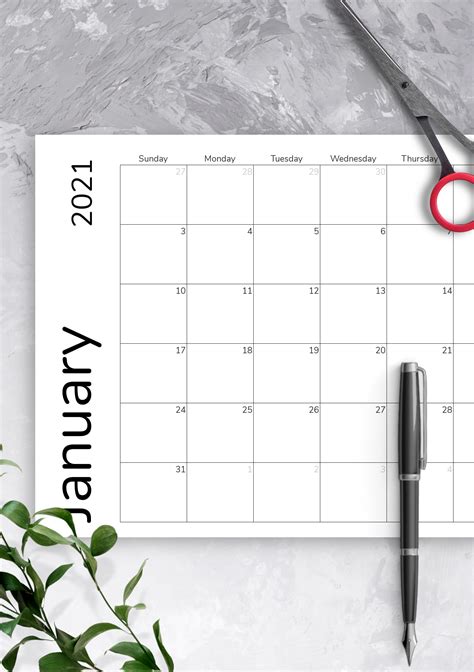 Simple Monthly Calendar Printable