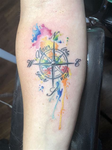 Watercolor Compass Tattoo From Yesterday Watercolor Compass Tattoo