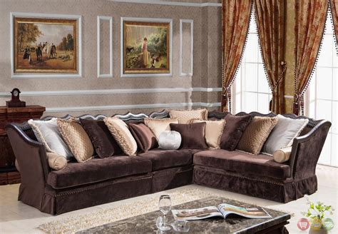 Godiva Formal Antique Style Traditional Living Room Furniture Sectional Sofa
