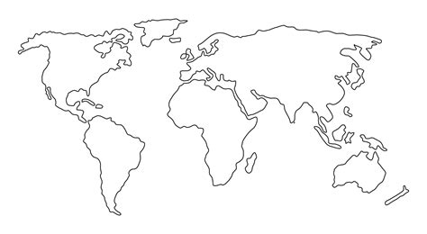 World Map Outline Isolated On Png Transparent Background Png