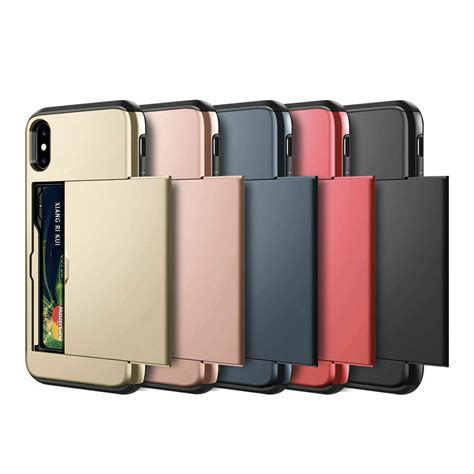 For Iphone X Xs Max Xr Case Slide Armor Wallet Card Slots Holder Cover