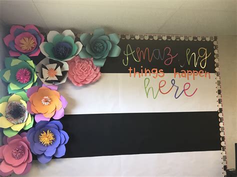 Paper Flowers Give A Classroom Wall A Pop Of Color Back To School