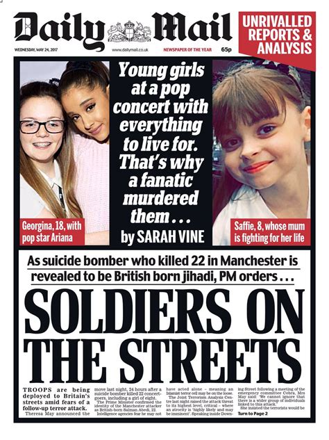 How The British Press Reacted To The Manchester Bombing Uk News The