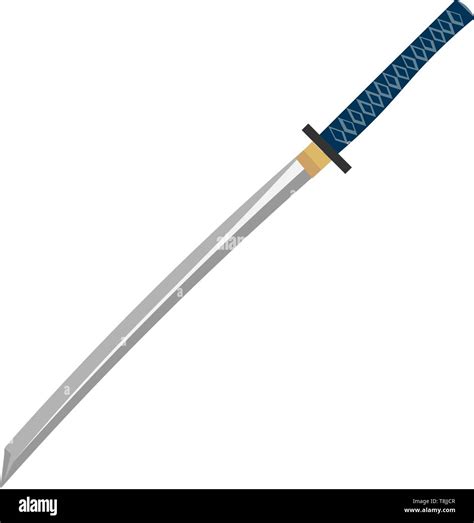 A Long Gray Katana With Blue Handle Vector Color Drawing Or