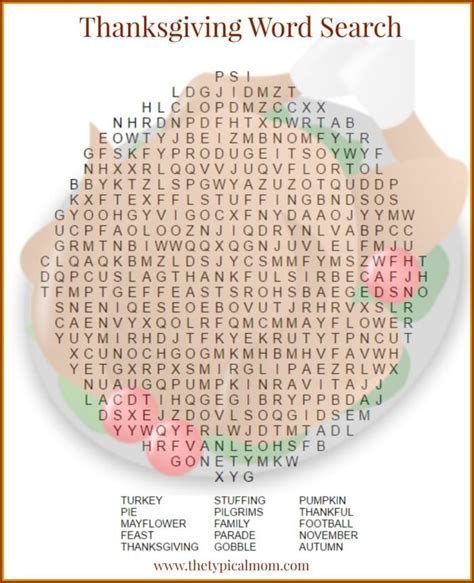 Thanksgiving Word Search · The Typical Mom