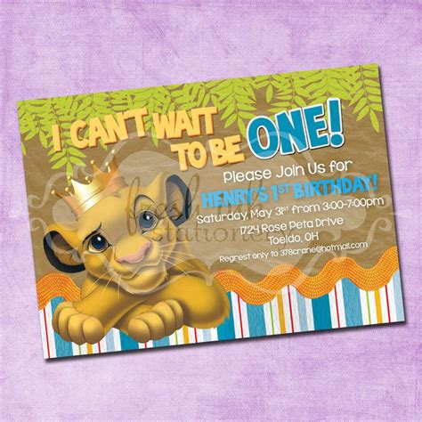 Simba Lion King Birthday Invitation By Freshinkstationery On Etsy