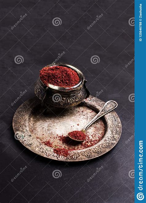 Traditional Asian Spice Sumac Stock Photo Image Of Healthy Flavoring