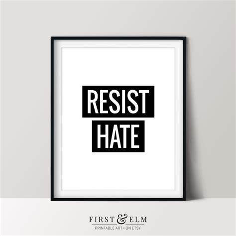 Resist Hate Poster Protest Sign Anti Racism Print Printable Etsy