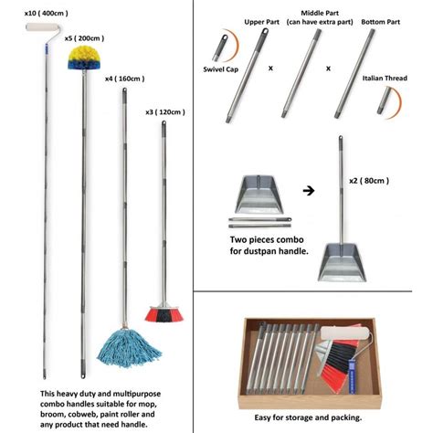 Multipurpose Extendable Steel Handle For Mop Brooms Mop Wiper
