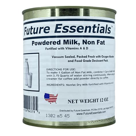 Future Essentials Long Shelf Life Emergency Canned Powdered Non Fat