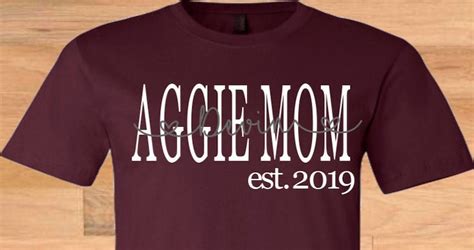 Aggie Mom Shirt Texas A M T Shirt Personalized Aggie Mom Etsy