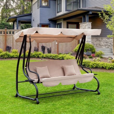 Outdoor 3 Person Patio Porch Swing Hammock Bench W Adjustable Canopy