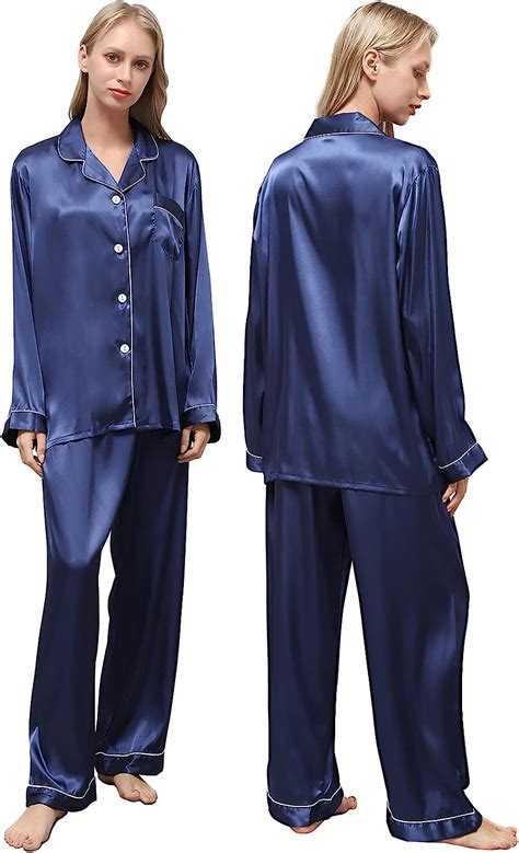 Ladieshow Pijamas Satén Para Mujer Pijamas Mujer Verano Manga Larga Conjunto De Pijamas Seda