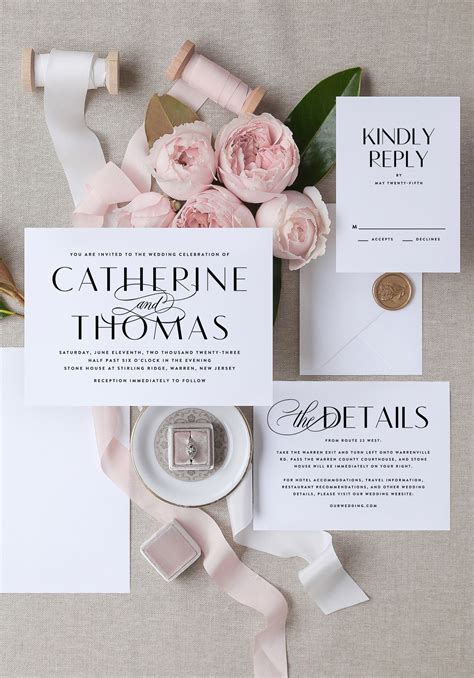 Classic Formal Modern Printed Elegant Bold Wedding Invitation Set Suite