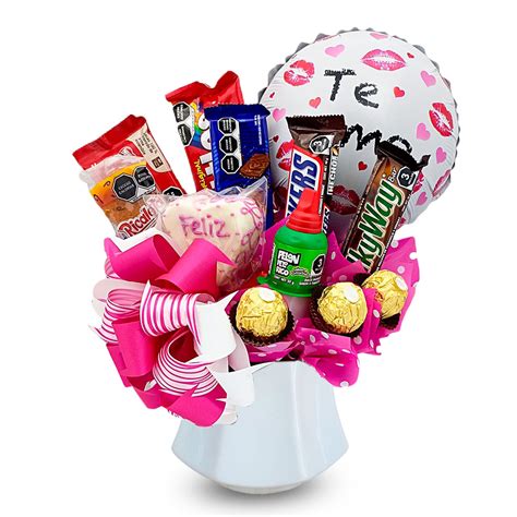 Dulce Bouquet De Golosinas Y Chocolates Con Globo