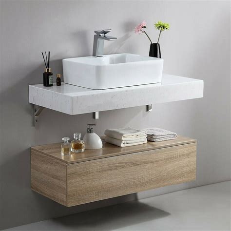 > vanities & makeup tables. Homary 36 Inch Floating Bathroom Vanity with Faux Marble ...