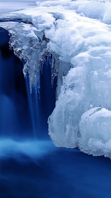 Download Wallpaper 800x1420 Winter Waterfall River Nature Iphone Se5s5c5 For Parallax Hd