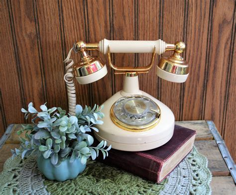 Vintage Western Electric French Style Rotary Dial Phone Beige And