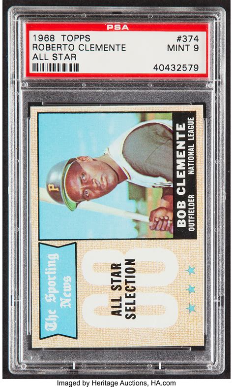 1968 Topps Roberto Clemente All Star 374 Psa Mint 9 Baseball Lot