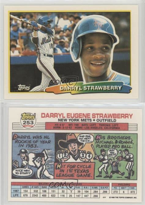 1988 topps big 253 darryl strawberry new york mets baseball card ebay