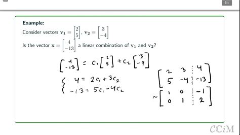 Vector Equations Linear Combinations Youtube