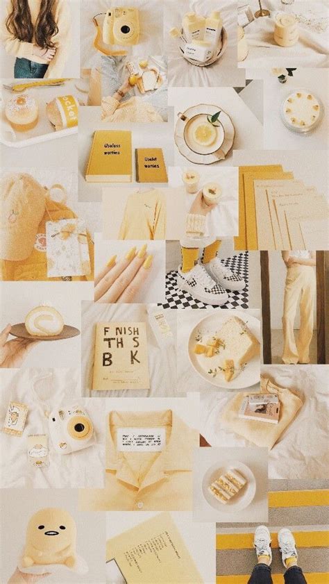 Pastel Yellow Aesthetic Collage Pic Web