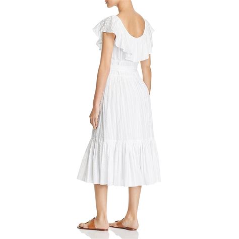 Tory Burch Womens White Striped Seersucker Midi Casual Dress 00 Bhfo