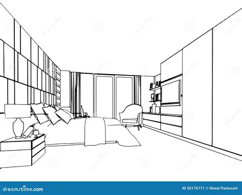 Outline Sketch Of A Interior Stock Illustration Illustration Of Space