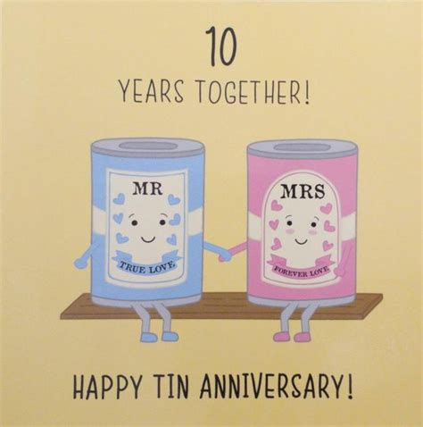 10th Wedding Anniversary Card Tin Anniversary Iconic Collection