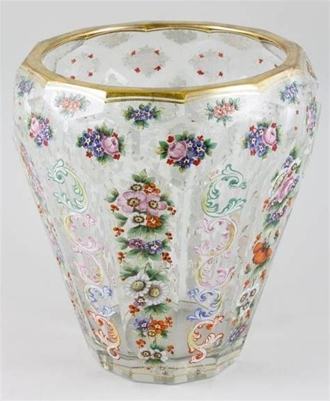 Moser Enameled Flowers Vase Moser Glass Crystal Glassware Crystal Vase Antique Vase Antique