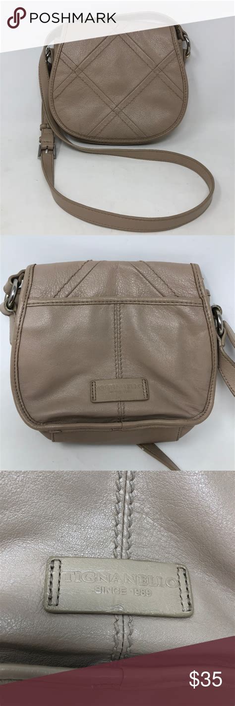 Tignanello Tan Leather Saddle Bag Crossbody Purse Leather Saddle Bags