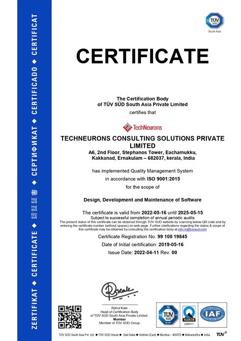 Techneurons Iso 90012015 Certification India Iso Certified Company