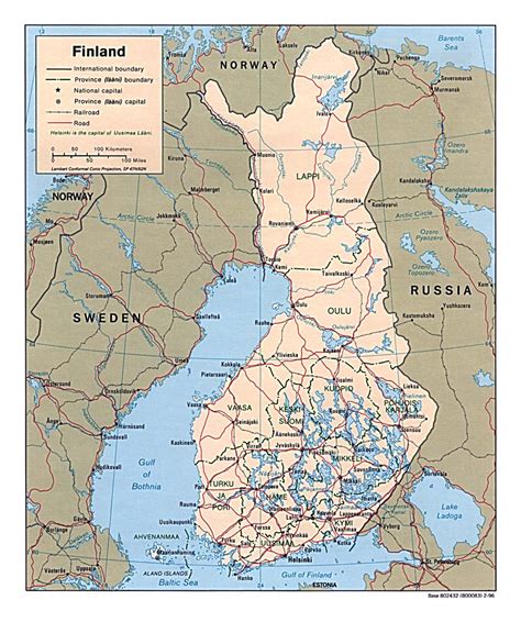 Detailed Political And Administrative Map Of Finland With Roads And