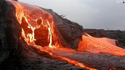 Lava Explosion Volcano Beautiful Views Wallpapers 2048x1152