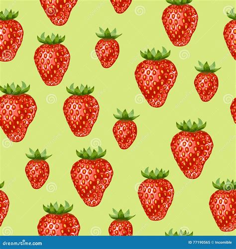 Seamless Pattern With Red Strawberries Decorative Berries And Leaves