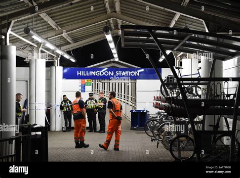 Police Outside Hillingdon Underground Station In London Where A Murder