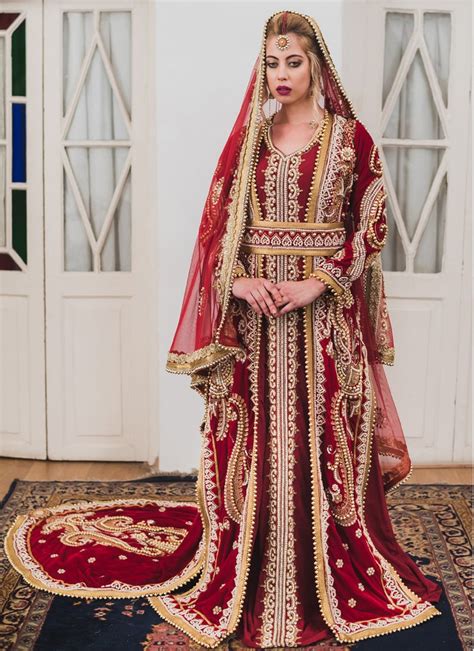 Moroccan Style Wedding Kaftan With Trail Velvet Kaftan Dress Etsy