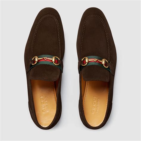 Lyst Gucci Horsebit Suede Loafer With Web In Brown For Men