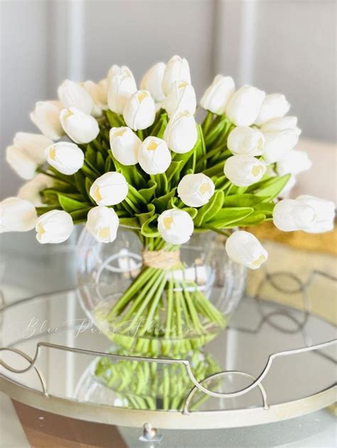 x large 60 white tulips modern faux floral arrangement etsy faux floral arrangement large