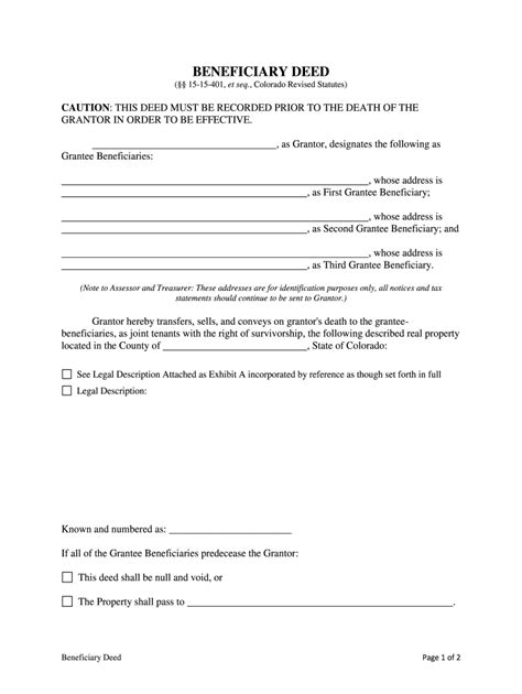 Fill Edit And Print Colorado Beneficiary Deed