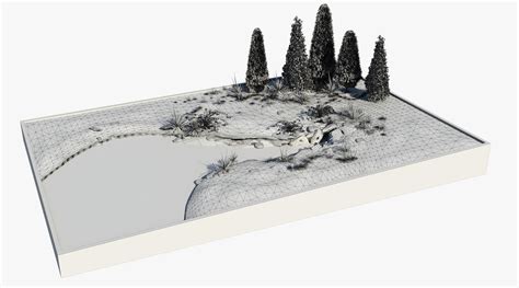 Pond Landscape Land 3d Model