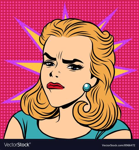 Emoji Retro Anger Disgust Girl Emoticons Vector Image